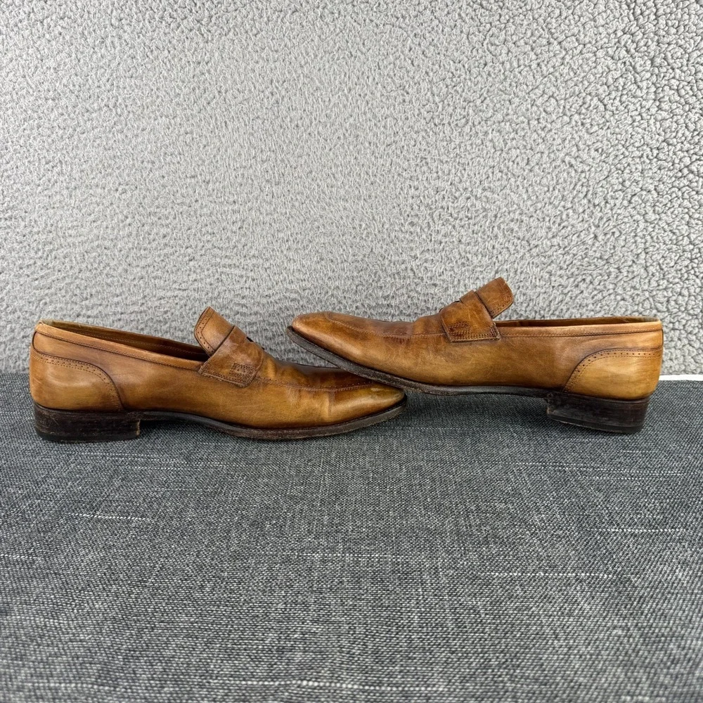 Silvano Sassetti Penny Loafers Mens 11.5 Tan Leather Goodyear Welt Italy 7595